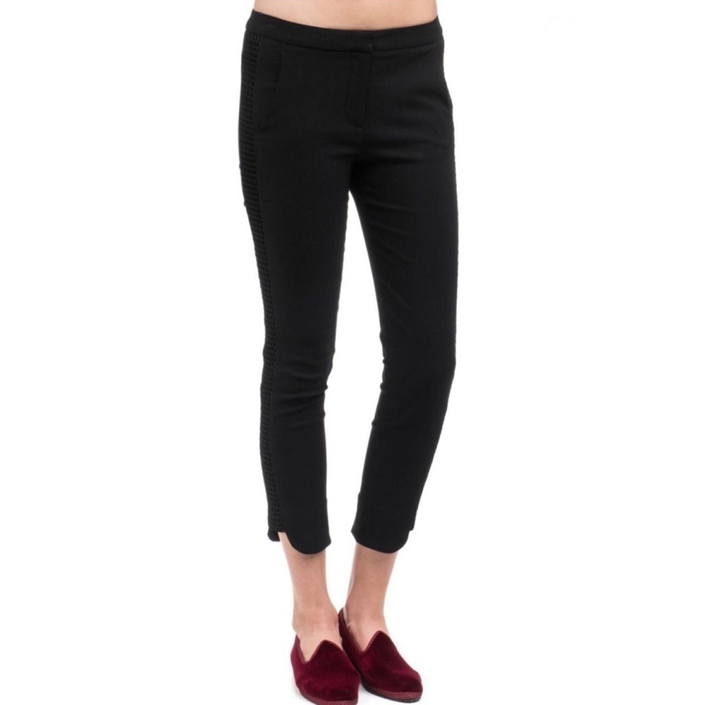 ZAC ZAC POSEN Black Mesh Stripe Pant Trousers 10